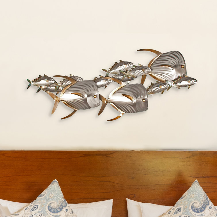 Rosecliff Heights Lookdown Fish and Sardines School Metal Wall Décor